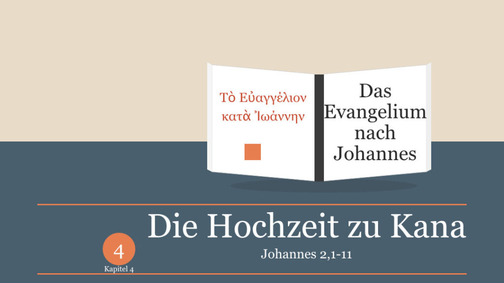 Beitragsbild Johannes 2,1-11: Die Hochzeit zu Kana - Aufgeschlagenes Johannesevangelium mit griechischem und deutschem Text