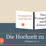 Beitragsbild Johannes 2,1-11: Die Hochzeit zu Kana - Aufgeschlagenes Johannesevangelium mit griechischem und deutschem Text